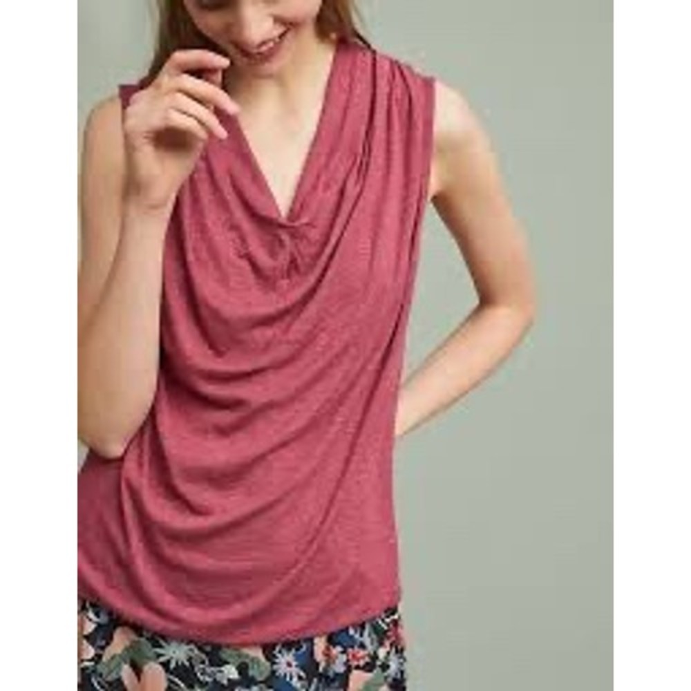 Anthropologie Akemi + Kin Cowl Neck Sleeveless Top Berry Red Knit Medium